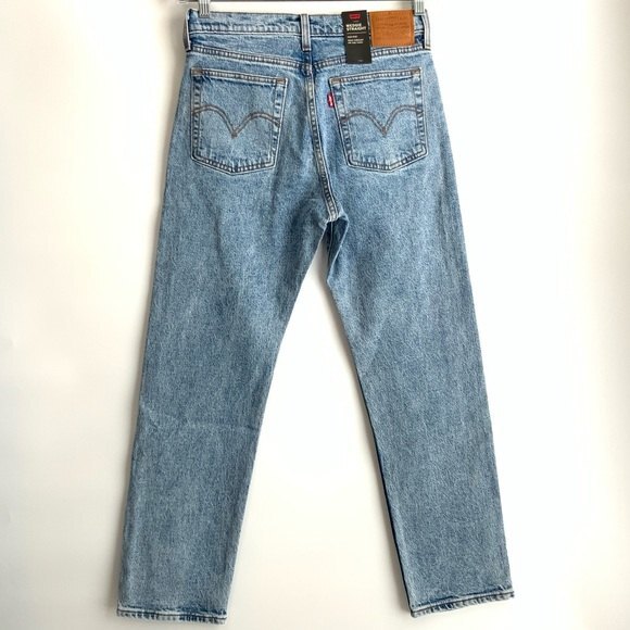 Levi’s Premium High Rise Wedgie Straight Leg Jeans Button Fly Blue 28 - Picture 2 of 11